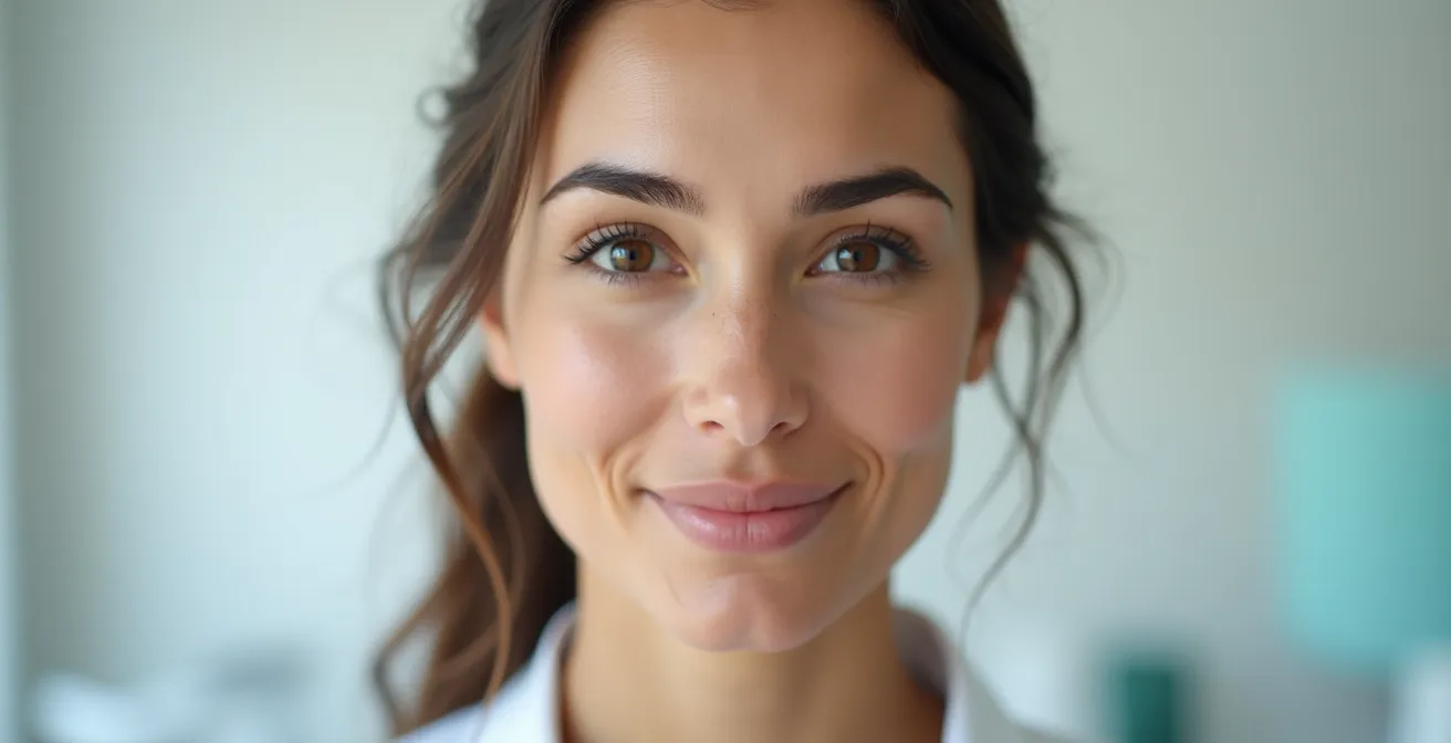 Portrait de face avec éclairage révélant les reliefs et symétries du visage